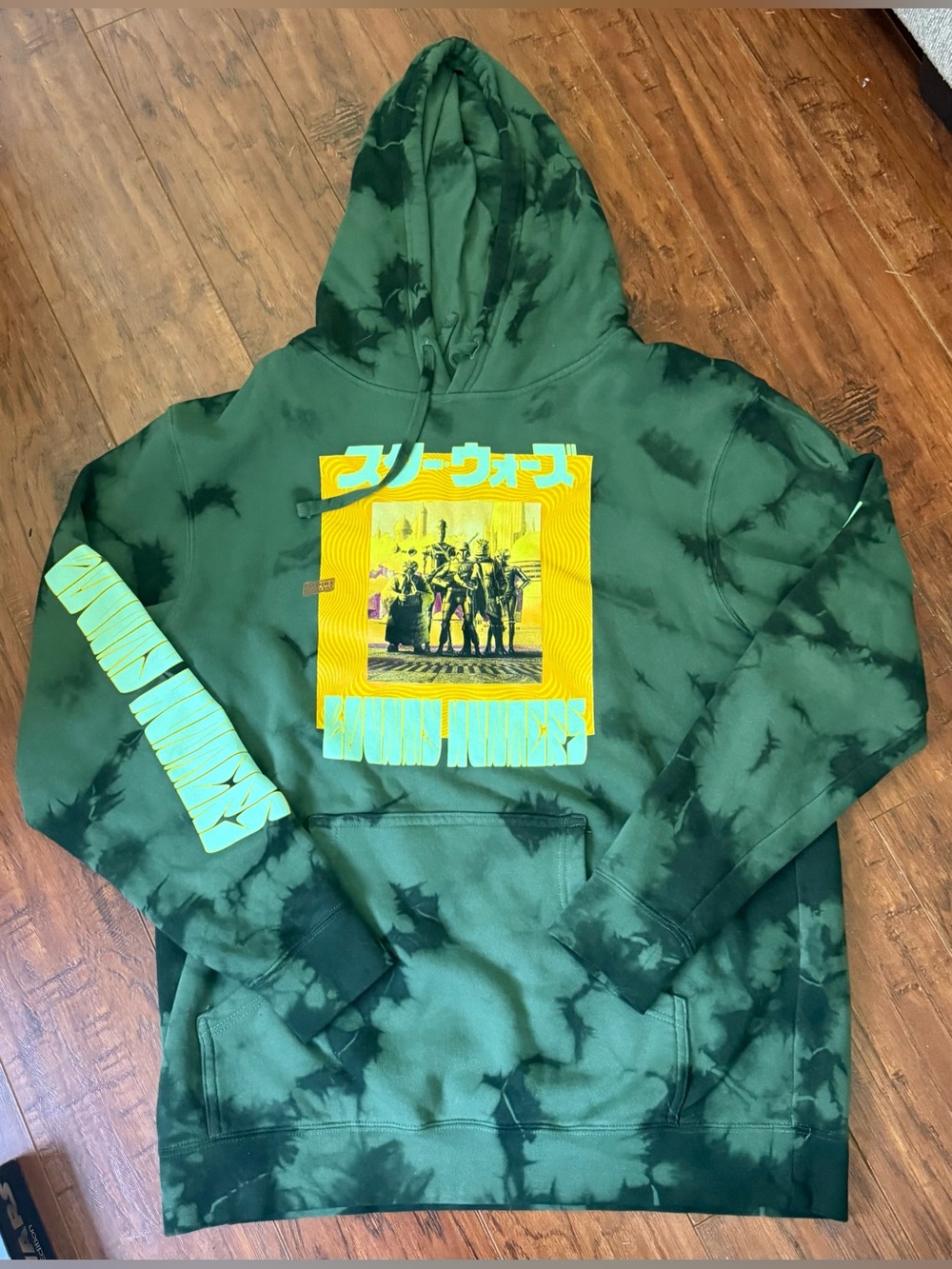 Star Wars Men’s Large Green Tie Dye Sweatshirt Pullover Hoodie Top